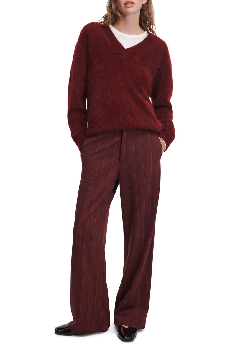 Irina Pinstripe Wide Leg Jacquard Ponte Pants, Alternate, color, BURGUNDY MULTI