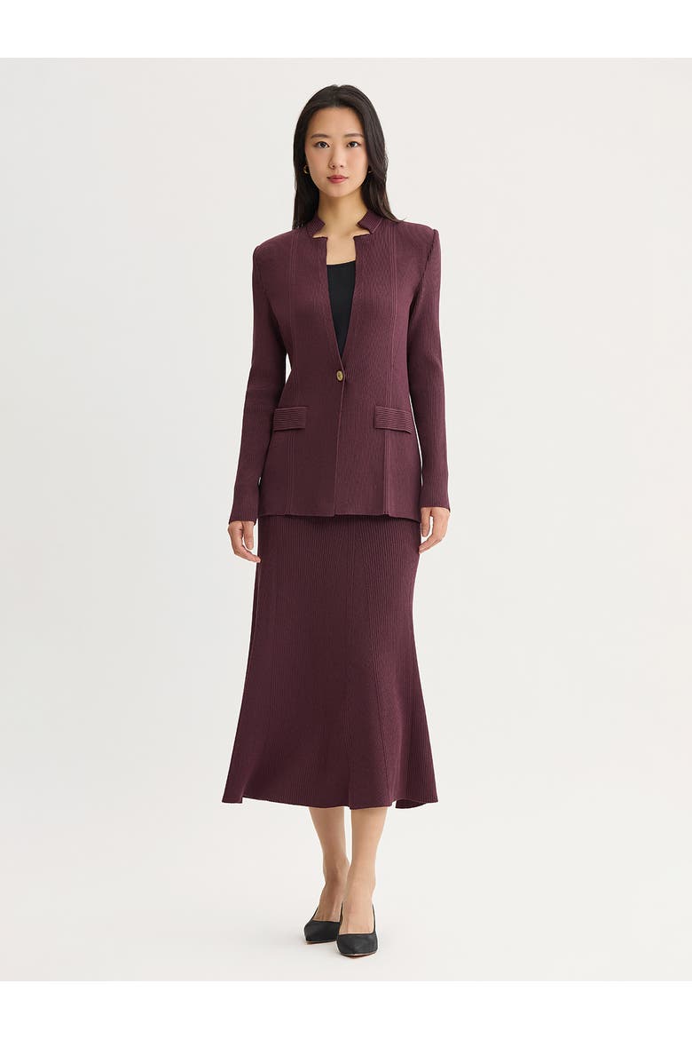 Tailored Tonal Ribbed Knit Jacket, Alternate, color, Mahogany