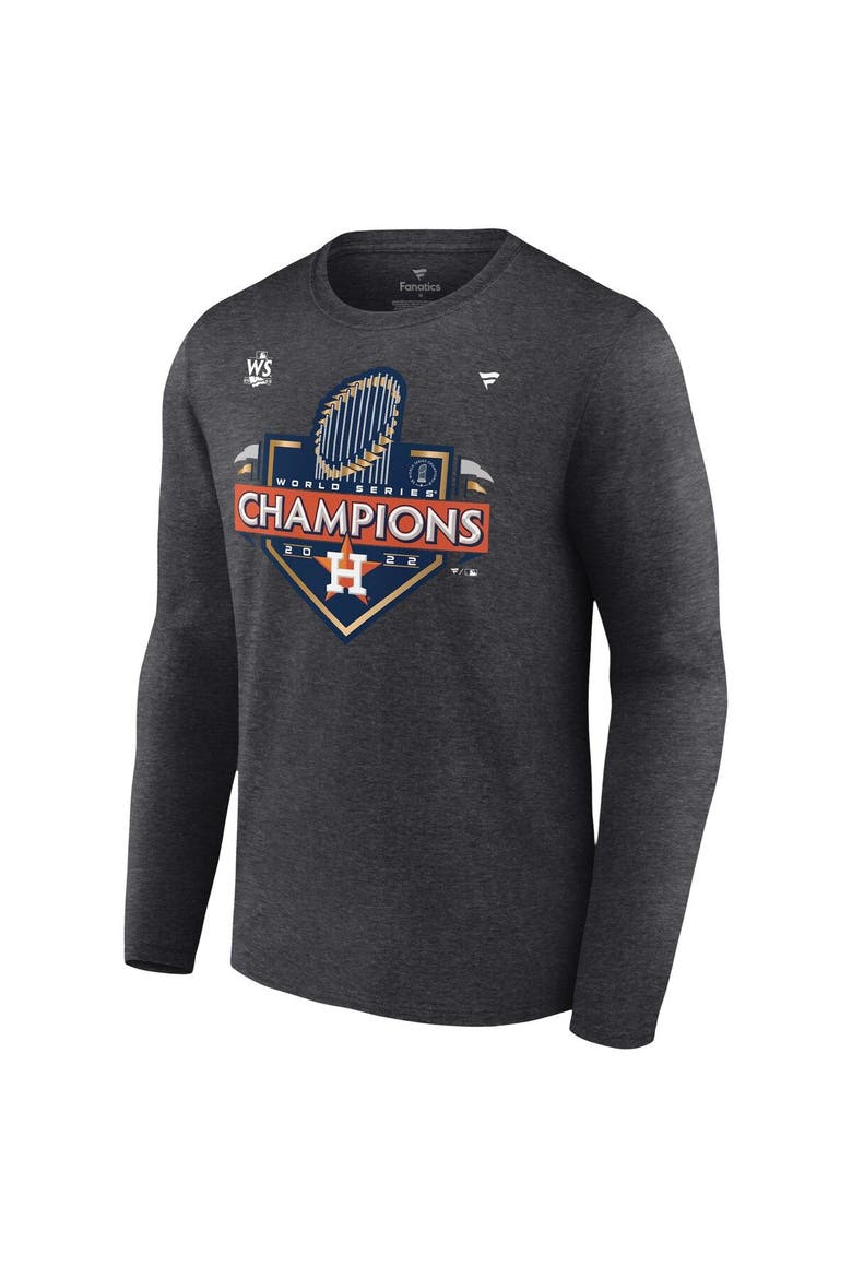 Men's Fanatics Branded Heather Charcoal Houston Astros 2022 World Series Champions Locker Room Big & Tall Long Sleeve T-Shirt, Alternate, color, Heather Charcoal