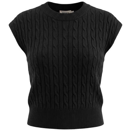 Index Cable Knit Ribbed Trim Sweater Vest In Black
