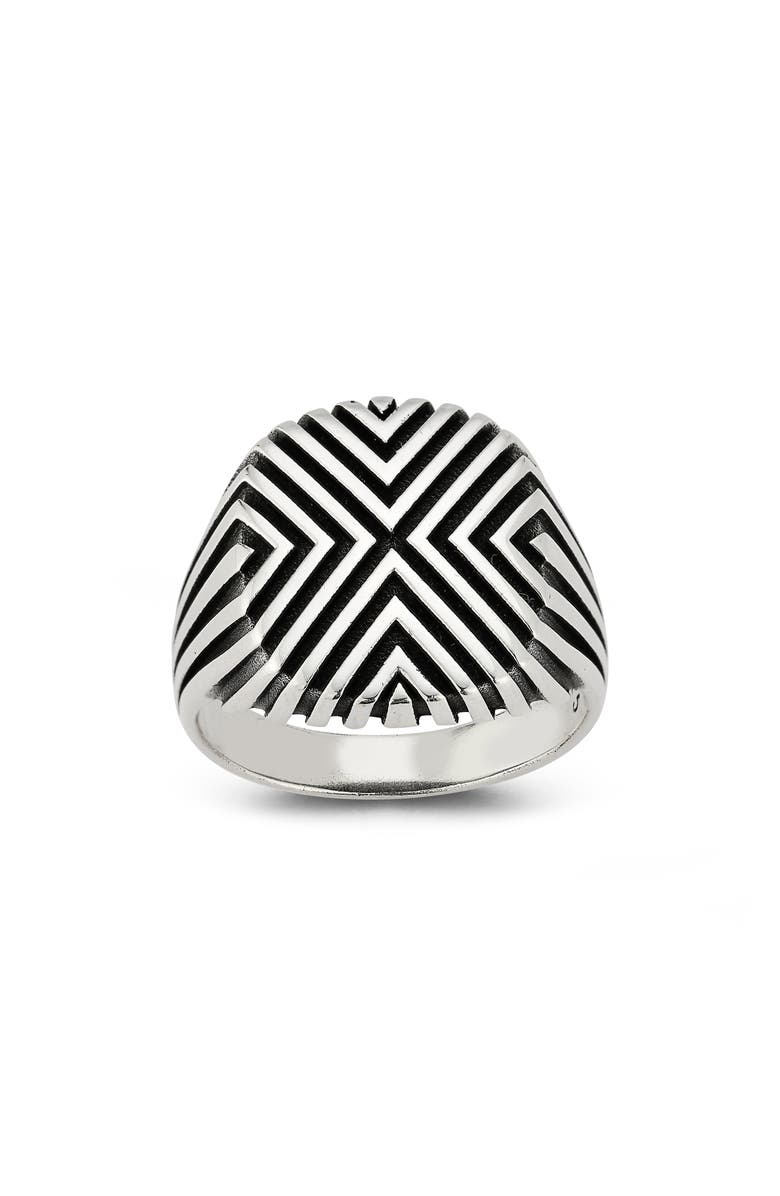 Yield of Men Sterling Silver Etched Signet Ring, Alternate, color, Silver