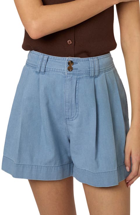 Albie Pleated Denim Shorts
