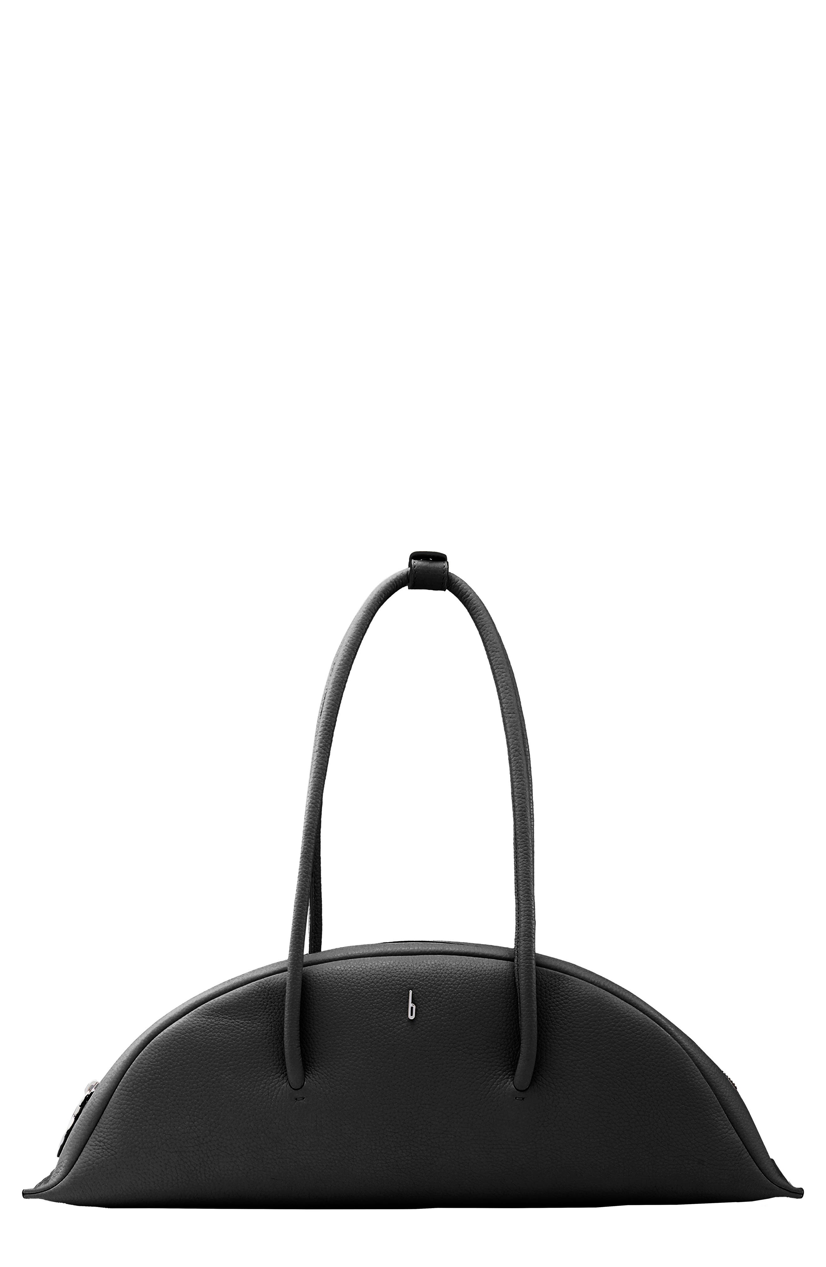 behno Laverne Leather Bowler Bag, Main, color, Black
