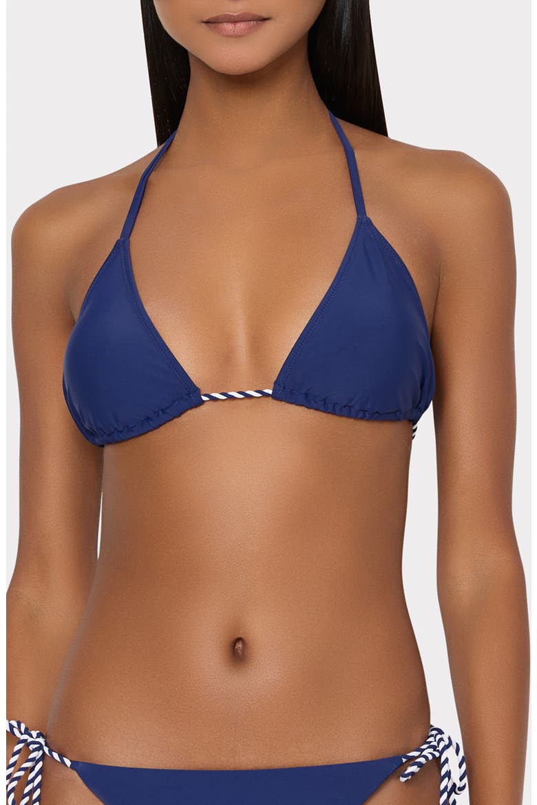Two-Tone Rope Strap Bikini Top, Main, color, NAVY MULTI