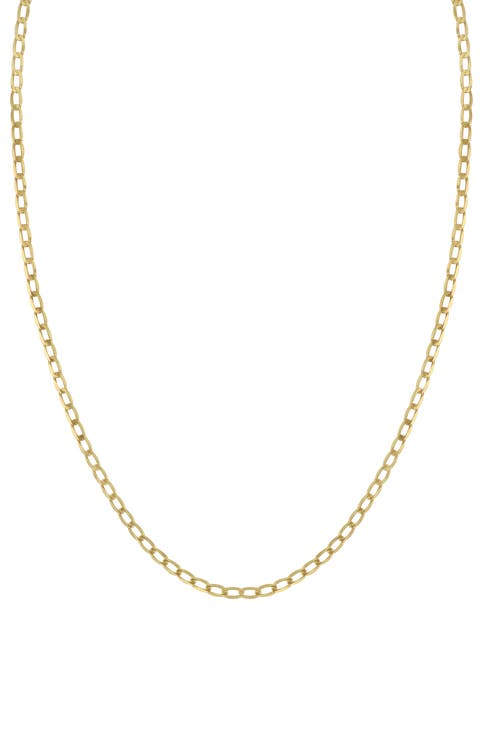 14K Gold Elongated Rolo Chain Necklace