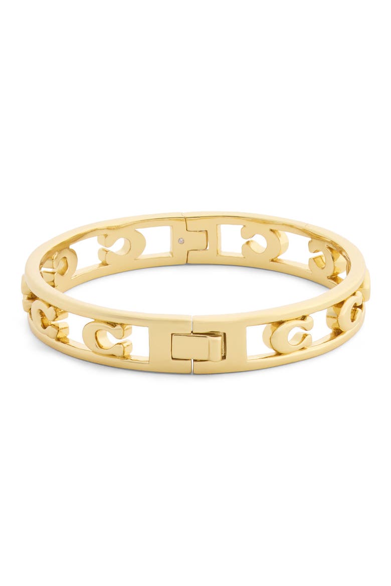 Sculpted C Hinge Bangle, Alternate, color, SHINY GOLD