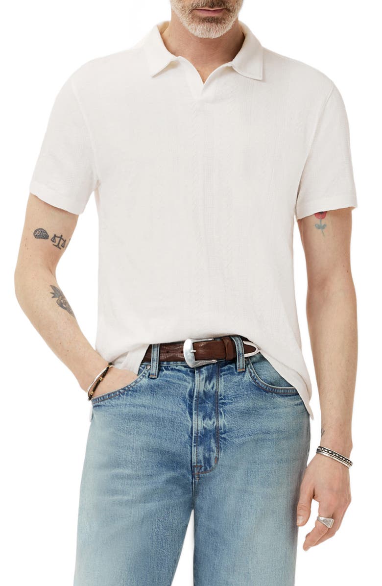 John Varvatos Zion Jacquard Cotton Polo, Main, color, Salt