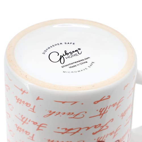 Gibson Home Inspirational Words Faith 4 Piece 16 Ounce Stoneware Mug Set In Multi