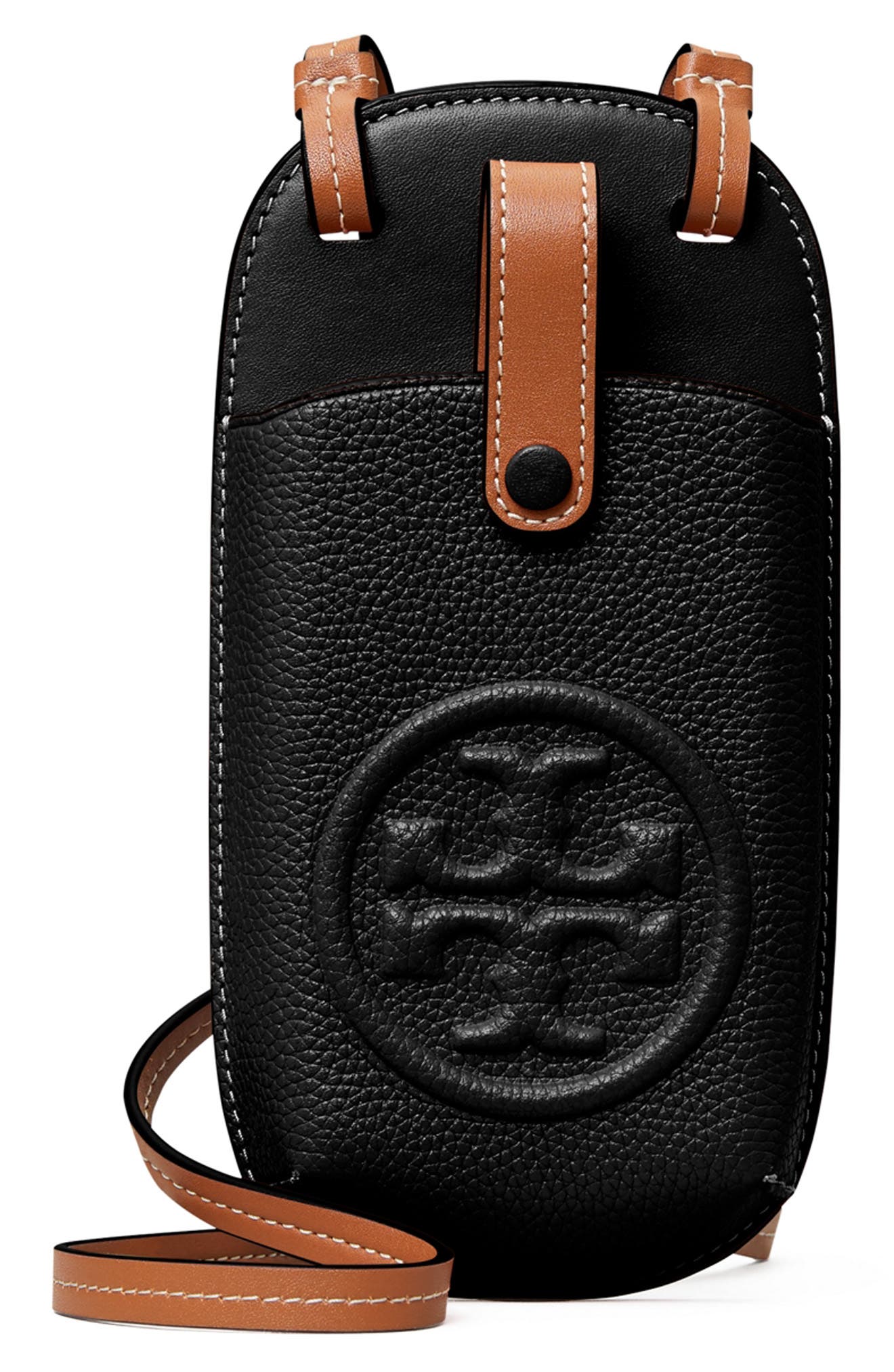 Tory Burch Perry Bombé Leather Phone Crossbody Bag, Main, color, 