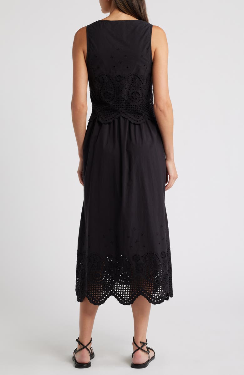 Cleobella Julie Organic Cotton Poplin Midi Dress, Alternate, color, Black