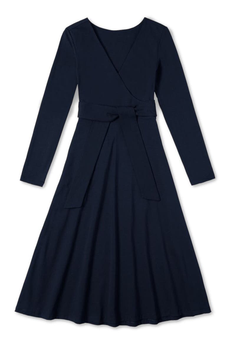 Pact Women's Organic Cotton Fit & Flare Faux Wrap Dress