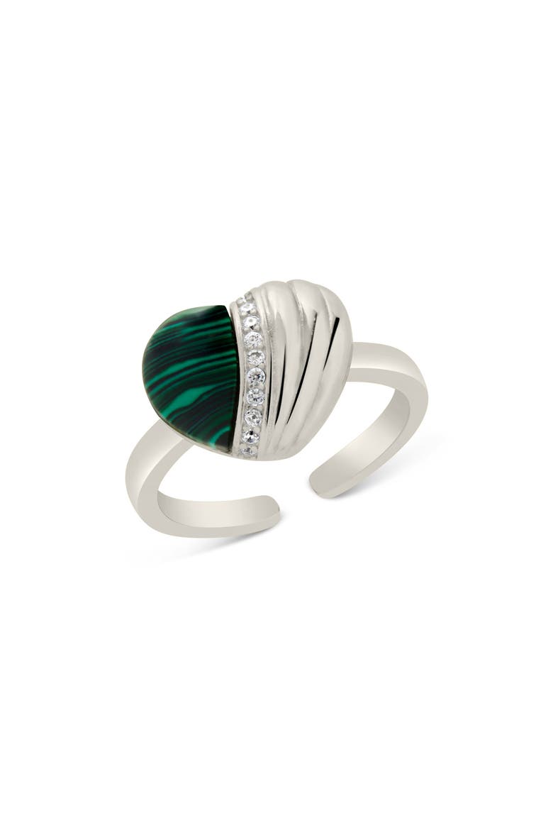 Hollis CZ Embellished Heart Ring, Main, color, SILVER