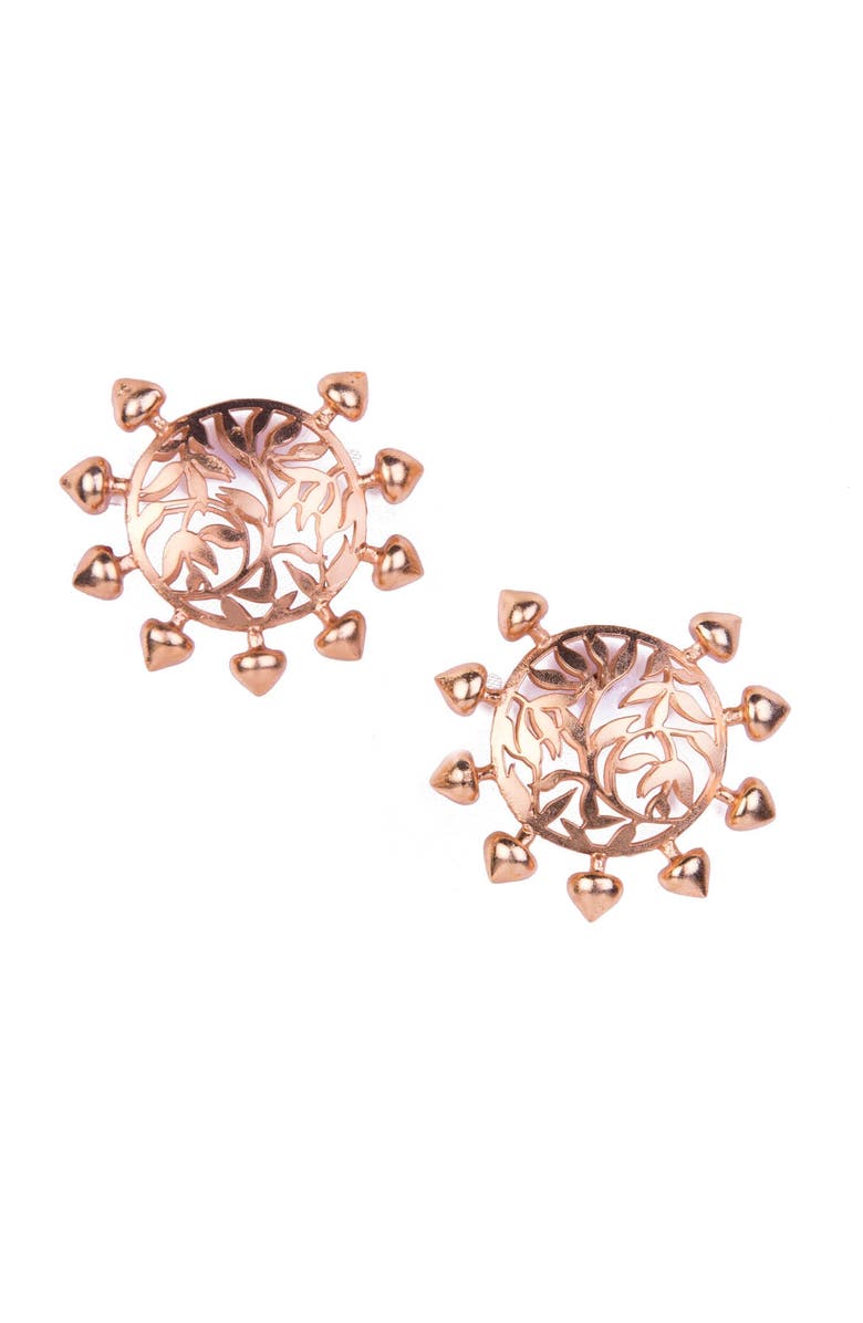 Dhwani Bansal ENAAZ STUDS, Main, color, Antique Gold Plated