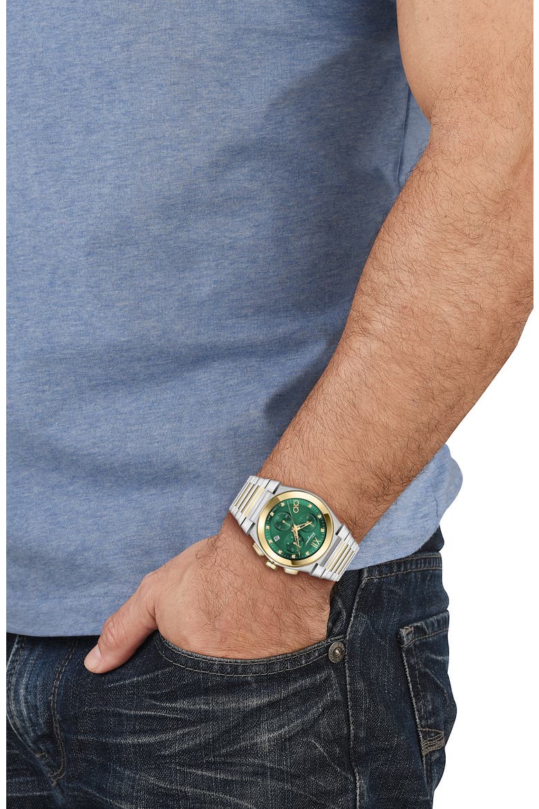 Vega Chronograph Bracelet Watch, 42mm, Alternate, color, GREEN/ TWO TONE