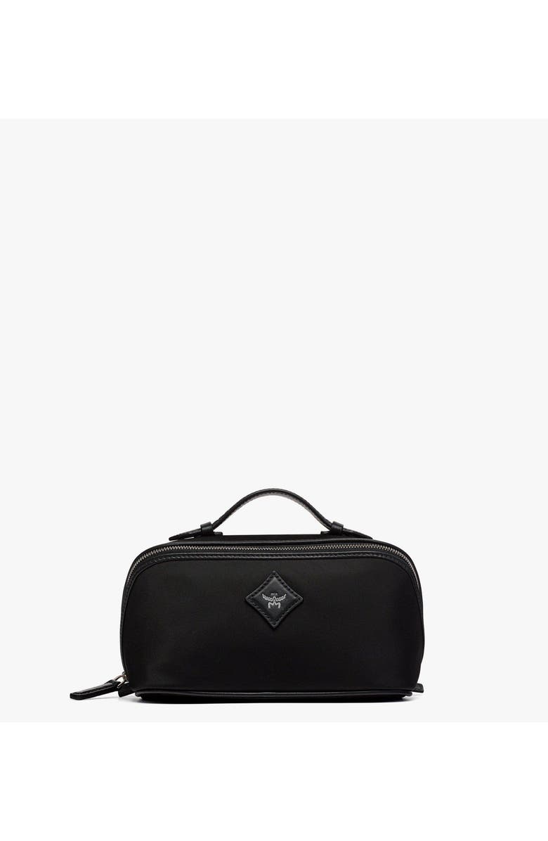 MCM Small Ottomar Toiletry Bag in ECONYL and Leather, Main, color, Black