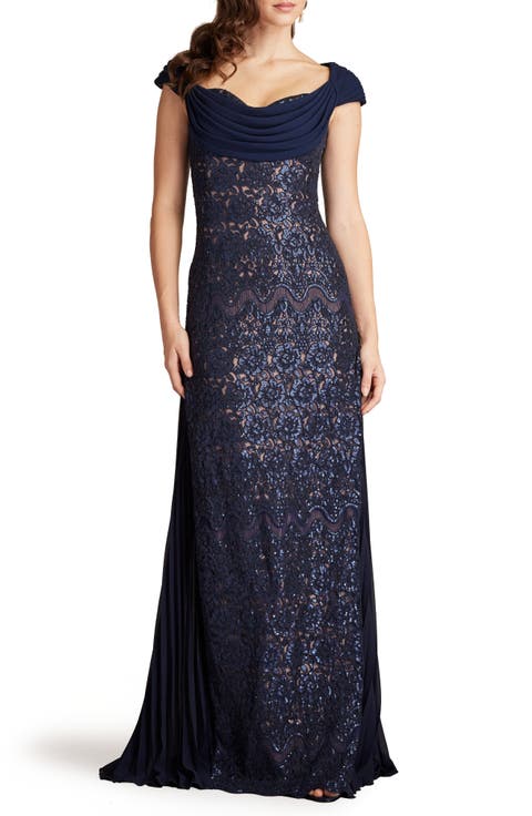 Sequin Corded Lace Sweetheart Neck Gown