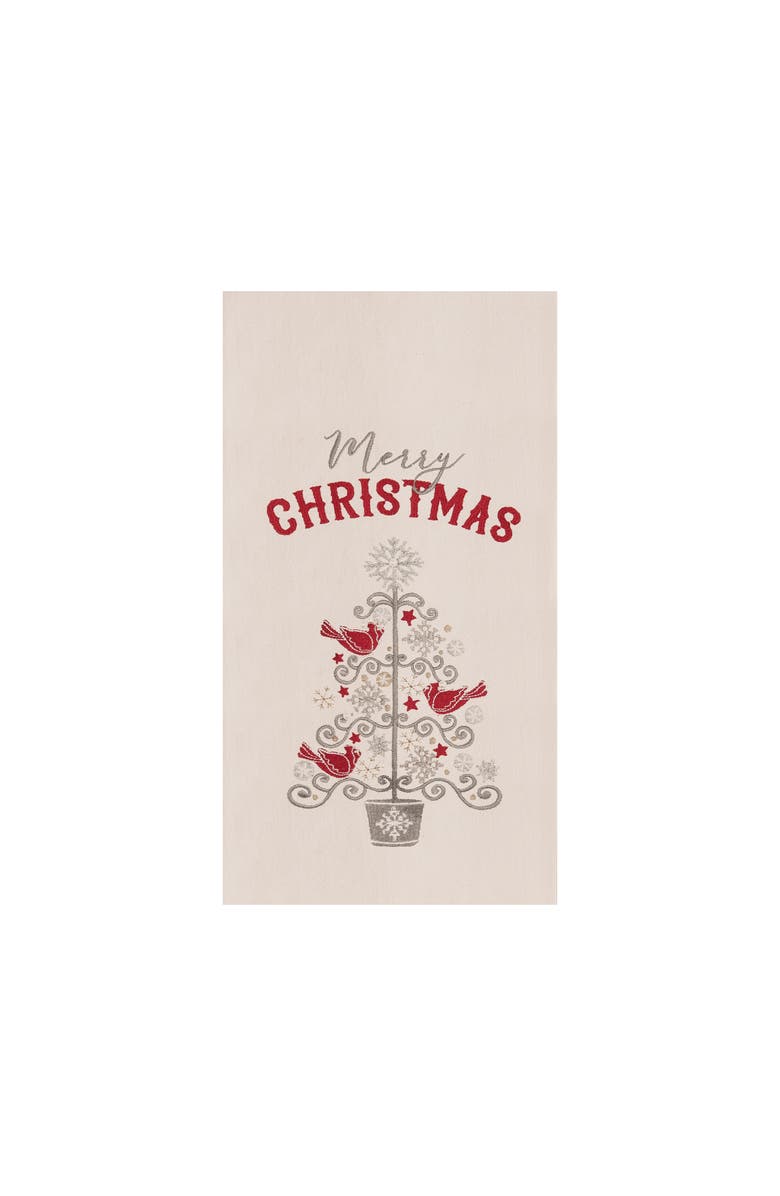 C&F Home Merry Christmas Tree Flour Sack Kitchen Towel, Main, color, Brown