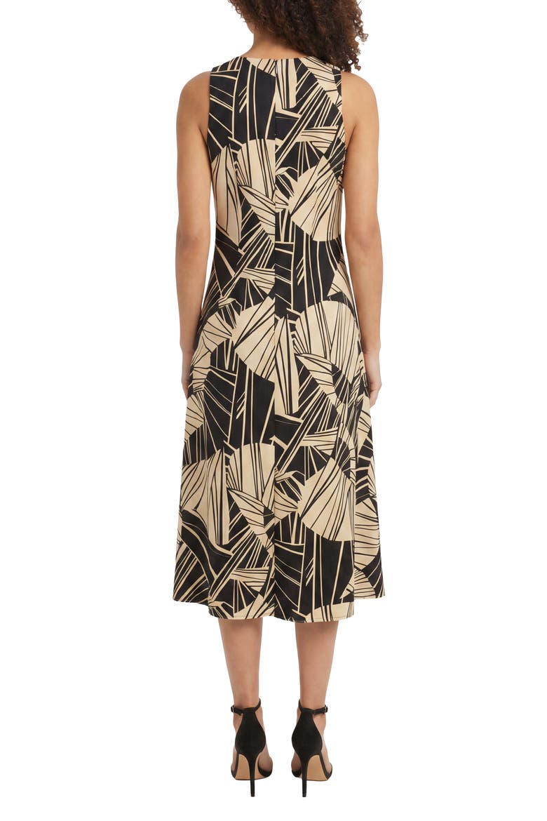 Woven Midi Dress, Alternate, color, WHITE ASPARAGUS/ BLACK OYSTER