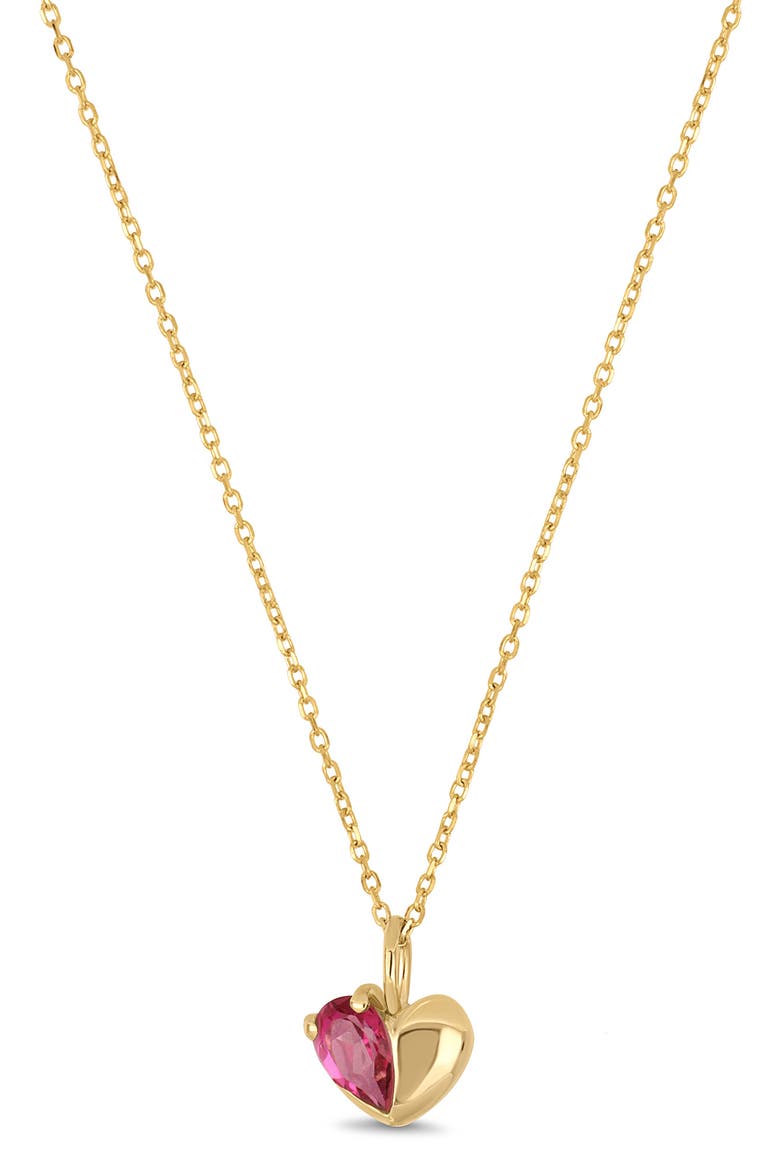 14K Gold Heart Pendant Necklace, Main, color, GOLD/PINK