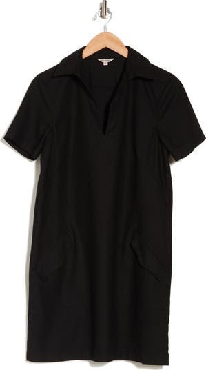 Short Sleeve Twill Shift Dress