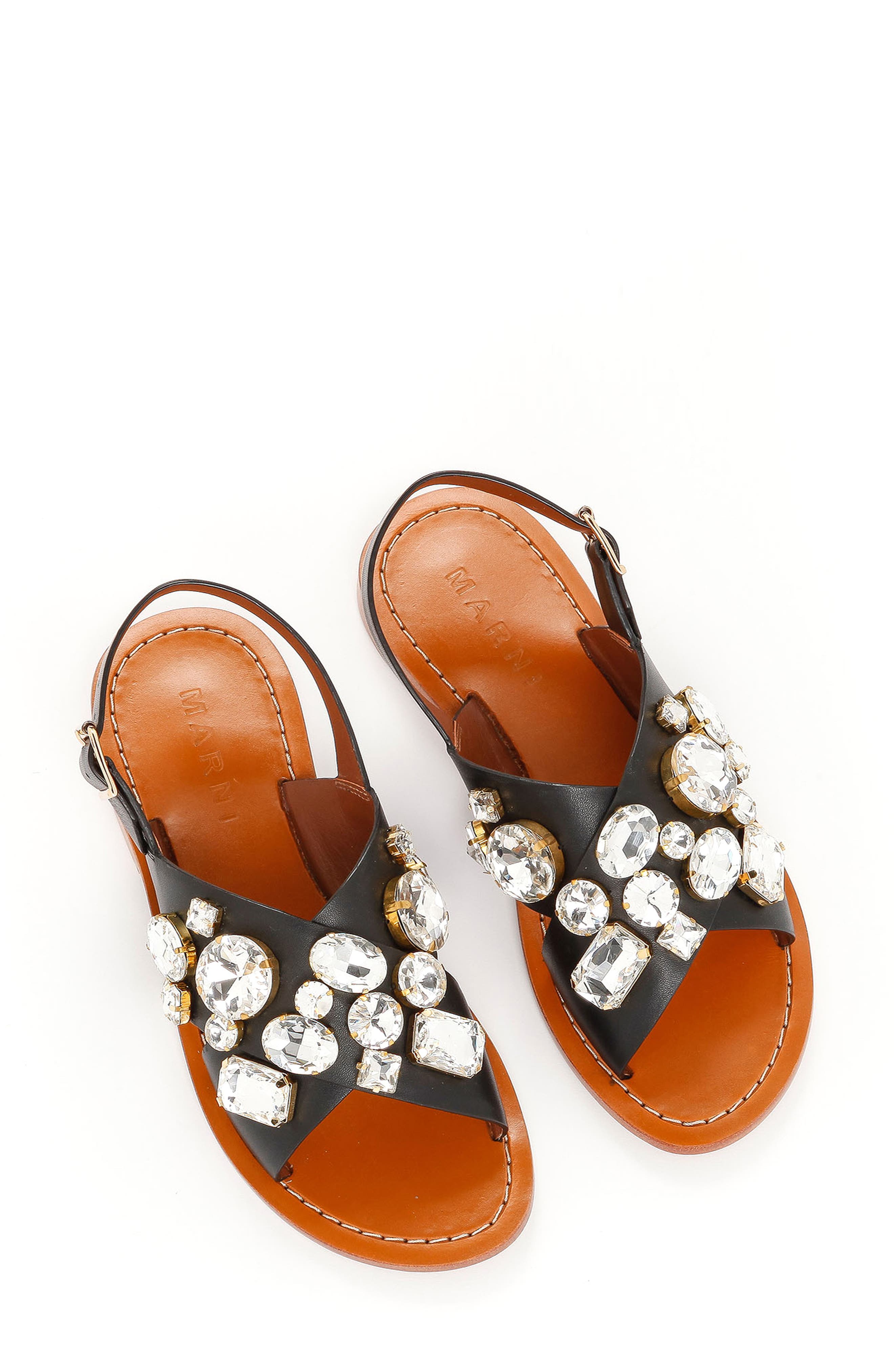 Marni Crystal Crisscross Slide Sandal, Alternate, color, 