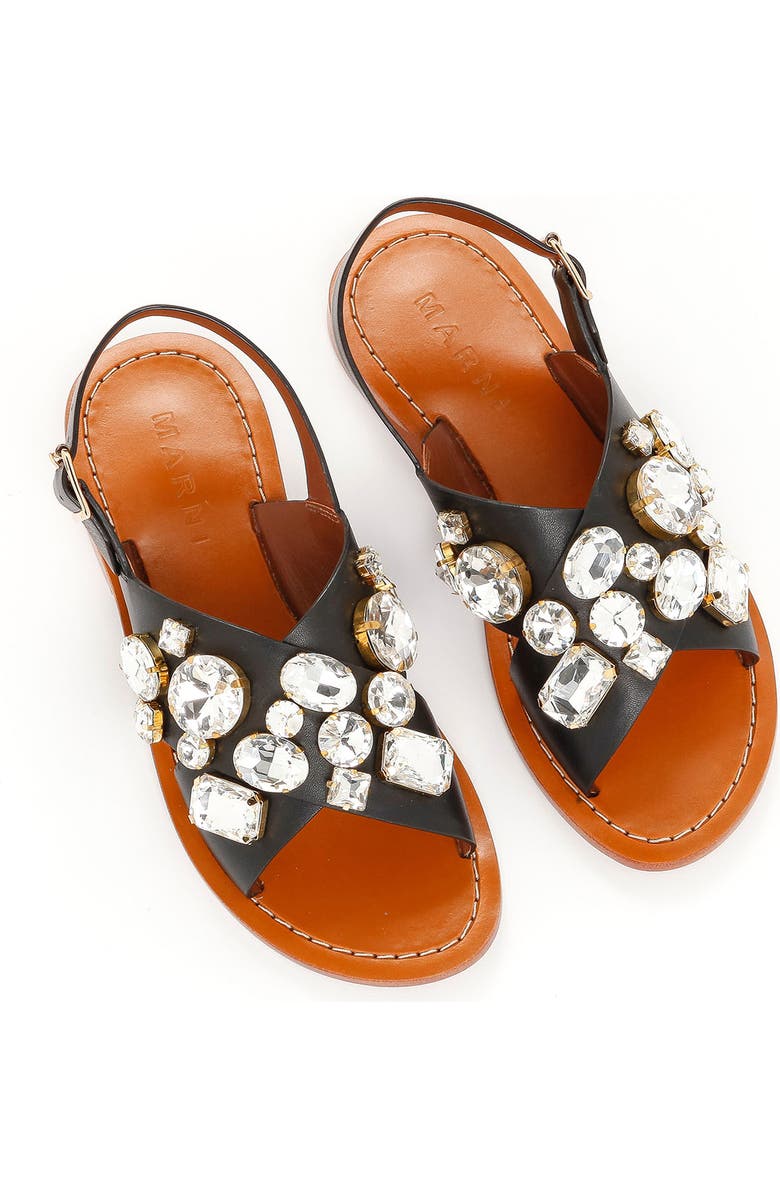 Marni Crystal Crisscross Slide Sandal, Alternate, color,