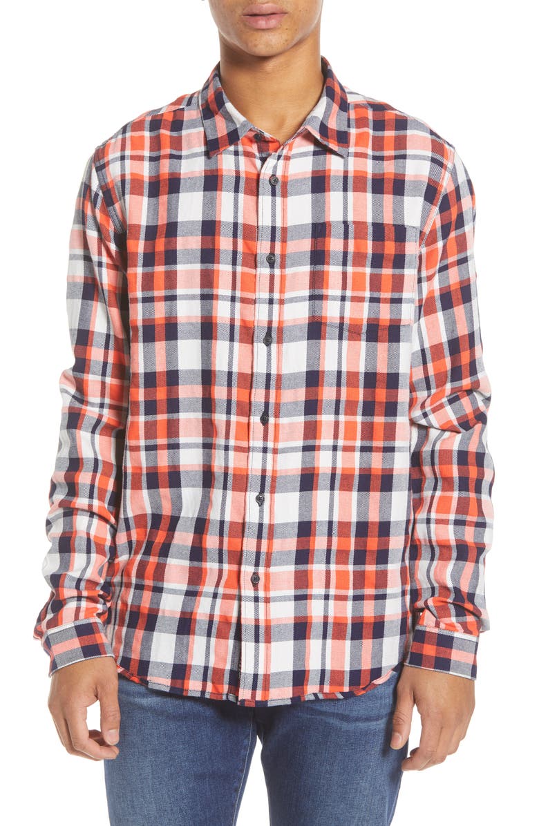 Scotch & Soda Plaid Button-Up Flannel Shirt, Main, color, 