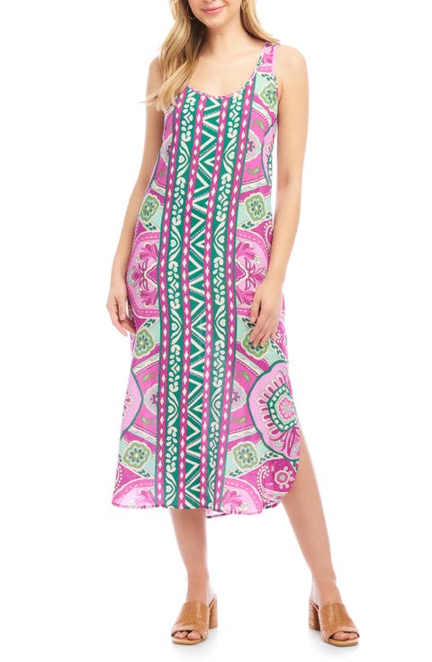Print Side Slit Midi Tank Dress (Regular & Petite)