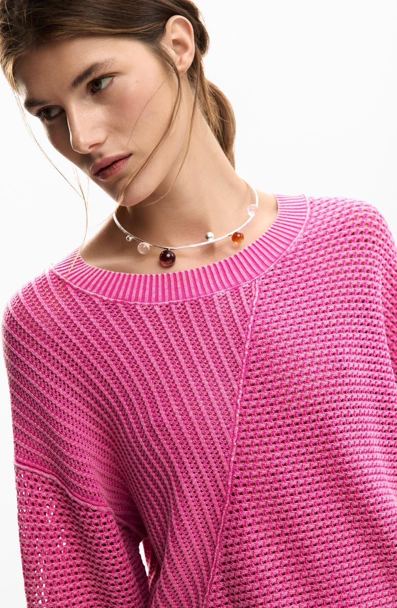 Desigual Fine Gauge Crewneck Sweater, Alternate, color, Pink