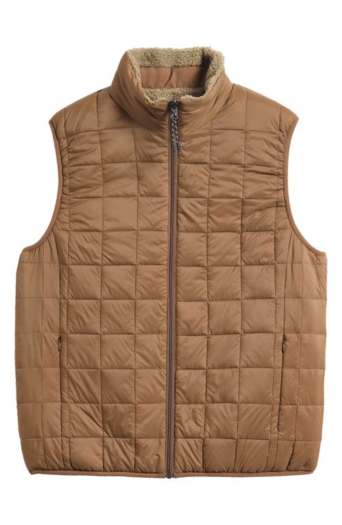 TAION Reversible High Pile Fleece & 800 Fill Power Down Quilted Vest in Light Brown/Beige  product
