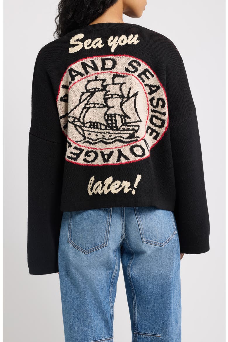 Sea You Later Boxy Seashell Cardigan, Alternate, color, BLACK SEASHELL