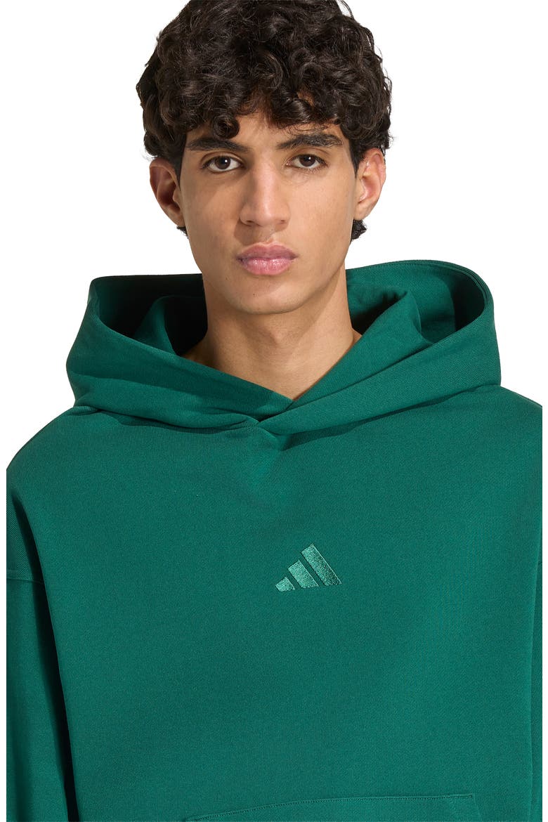 Essentials 3-Stripes Fleece Hoodie, Alternate, color, COLLEGIATE GREEN/ OFF WHITE