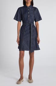 Bottega Veneta Belted Denim Popover Dress