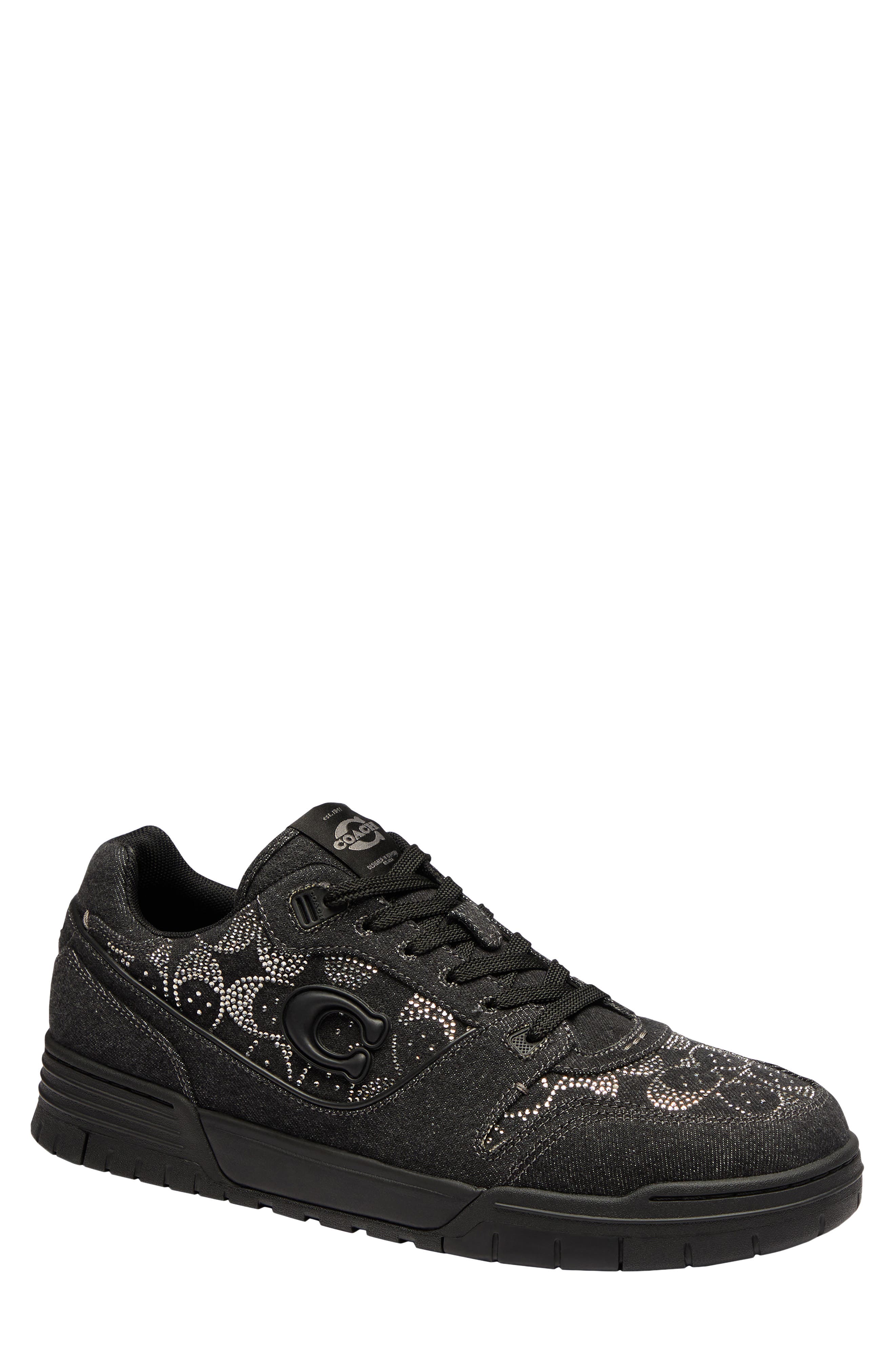 Soho Crystal Signature Sneaker, Main, color, BLACK