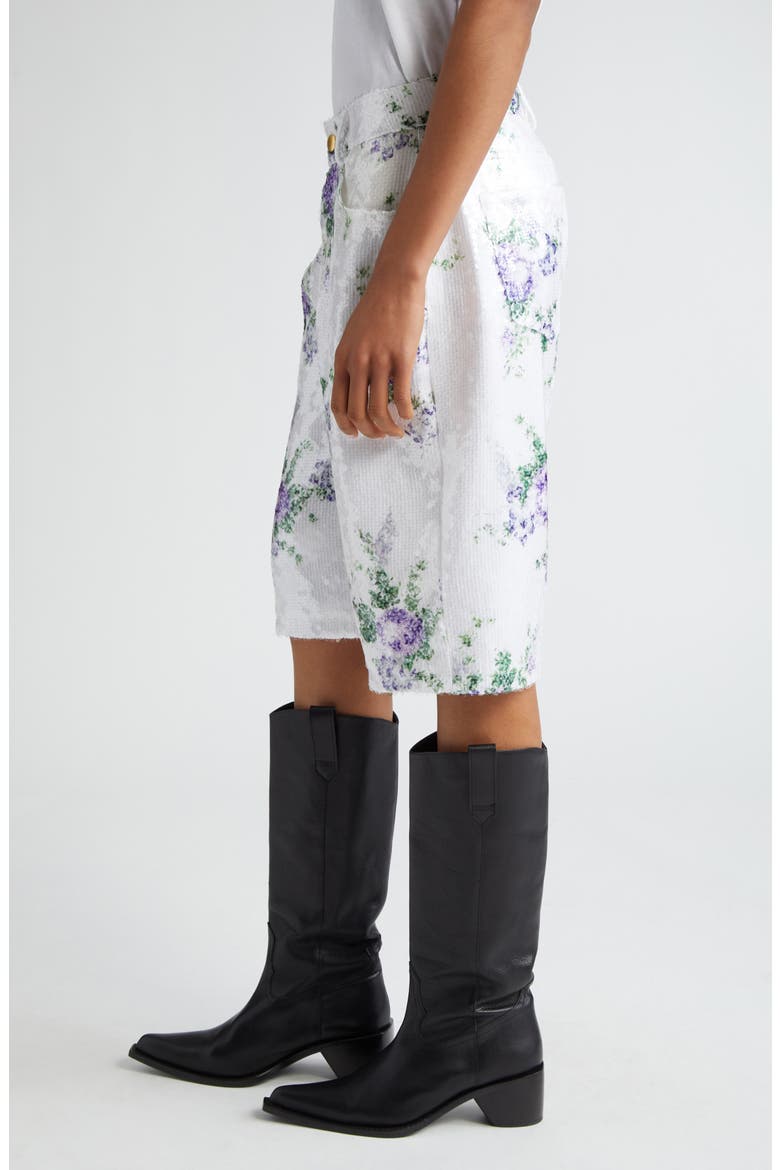 Gender Inclusive Sid Floral Sequin Bermuda Shorts, Alternate, color, WHITE FLORAL SEQUIN