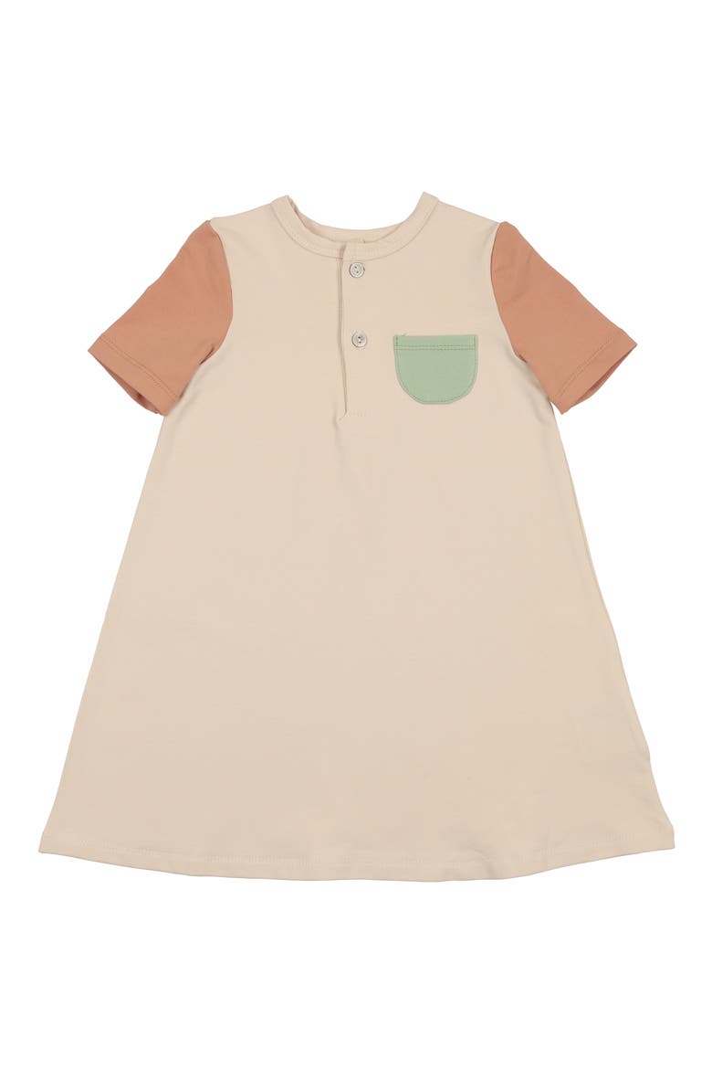 Kids' Sunshine Rainbows Colorblock Short Sleeve T-Shirt Dress, Main, color, TANGERINE