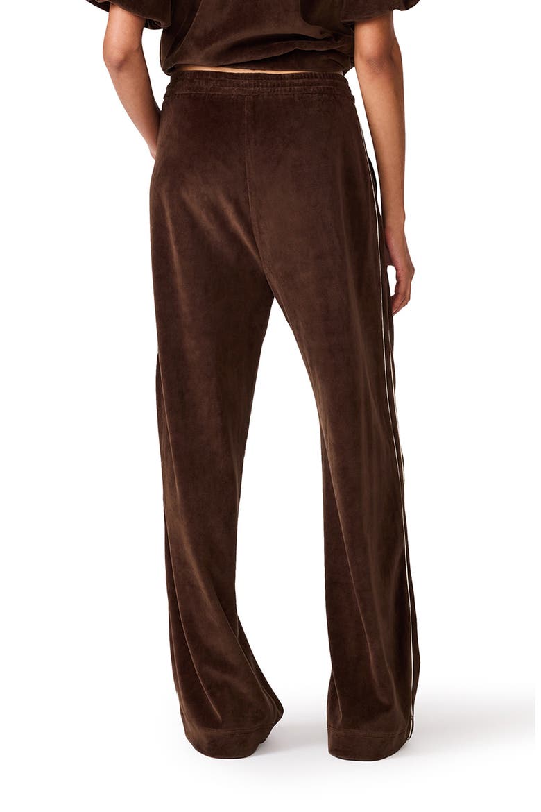 Velour Wide Leg Track Pants, Alternate, color, DARK ESPRESSO