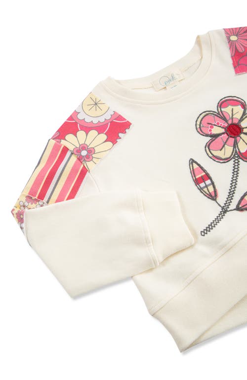 Peek Aren't You Curious Kids' Floral Appliqué Sweatshirt & Knit Pants Set In Blue