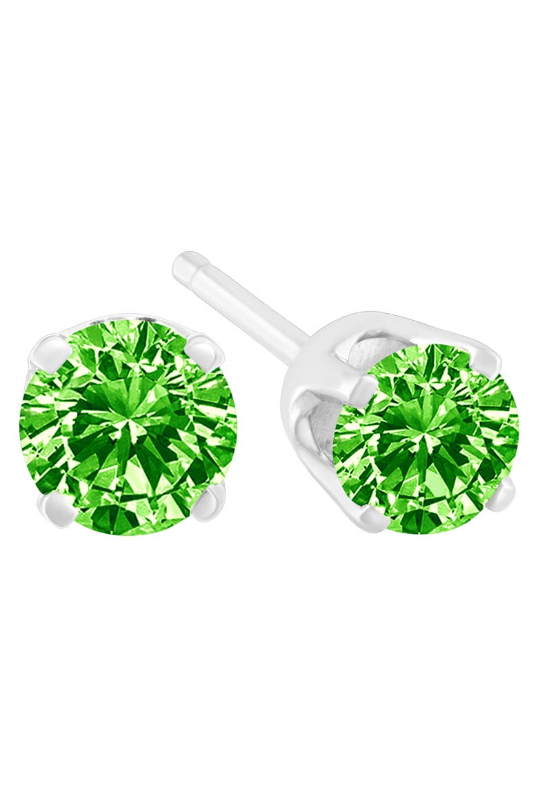 Silver 1/5 Ct Green Diamond Classic Stud Earrings, Alternate, color, White