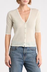Vince Micro Stripe Wool Blend Cardigan