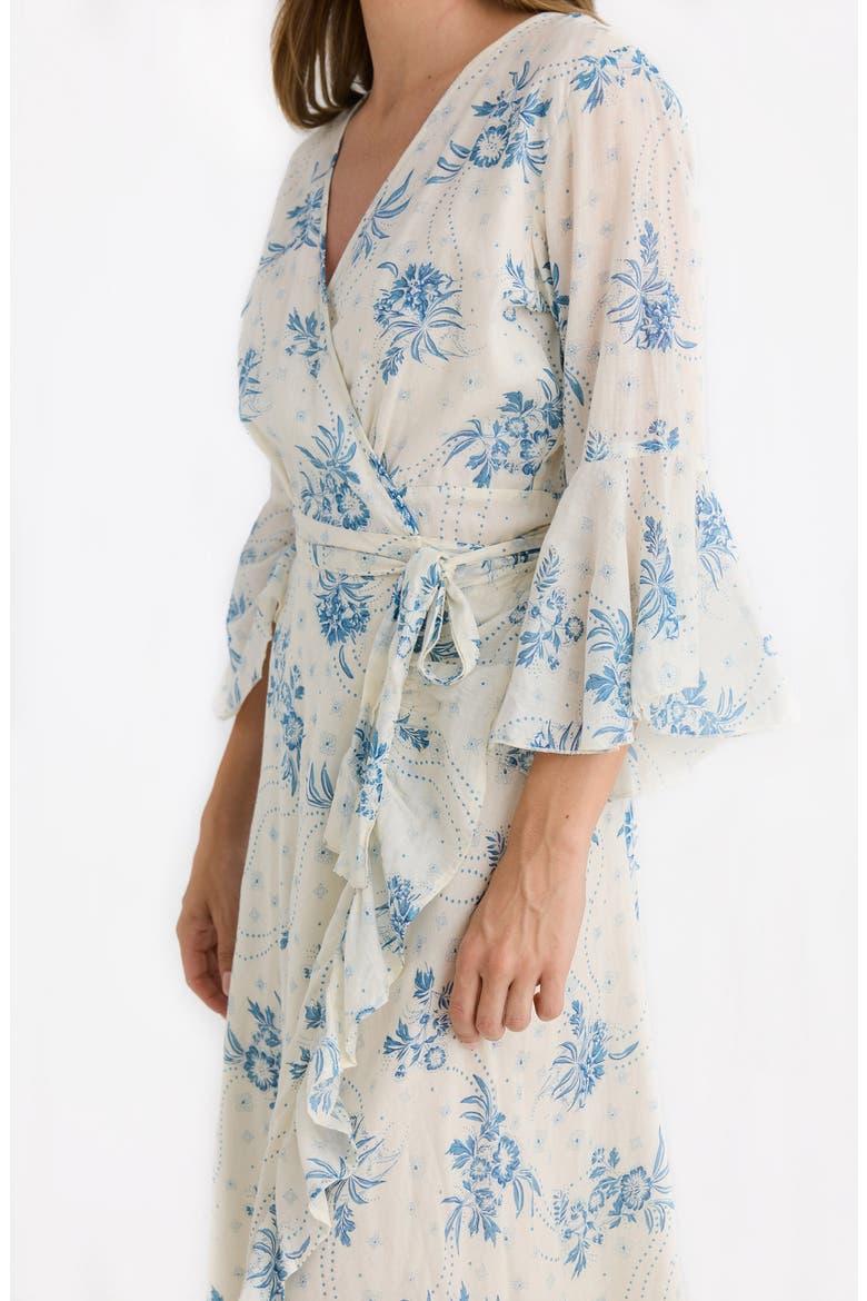 Carly Print Wrap Maxi Dress, Alternate, color, BLUEBELLE/ IVORY
