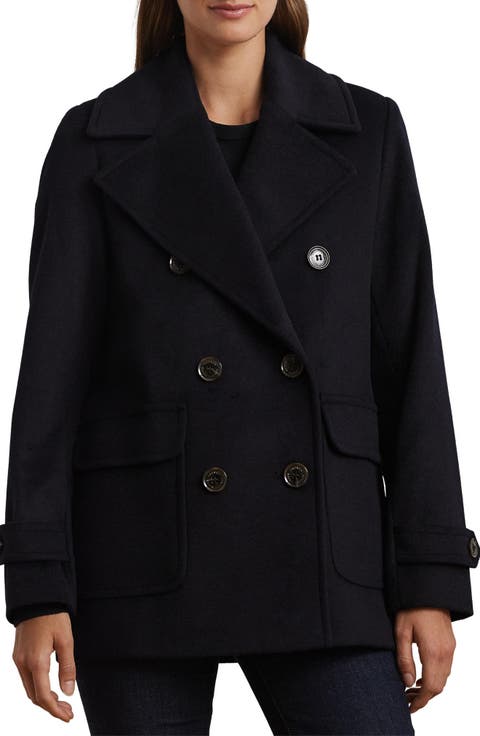 Double Breasted Wool Blend Coat