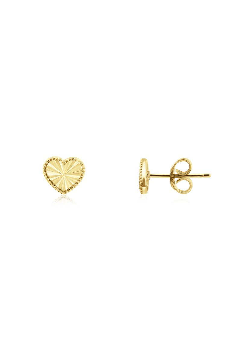 Fluted Gold Heart Stud Earrings, Main, color, Yellow Gold