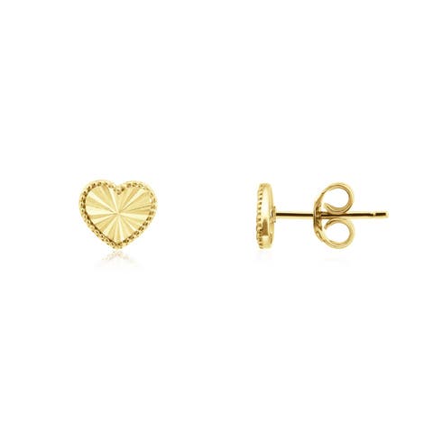 Fluted Gold Heart Stud Earrings