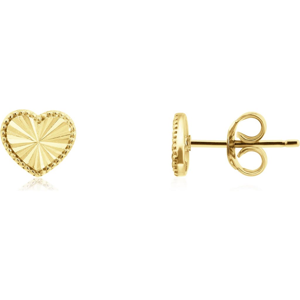 The Lovery Fine Jewelry Fluted Gold Heart Stud Earrings In Gold
