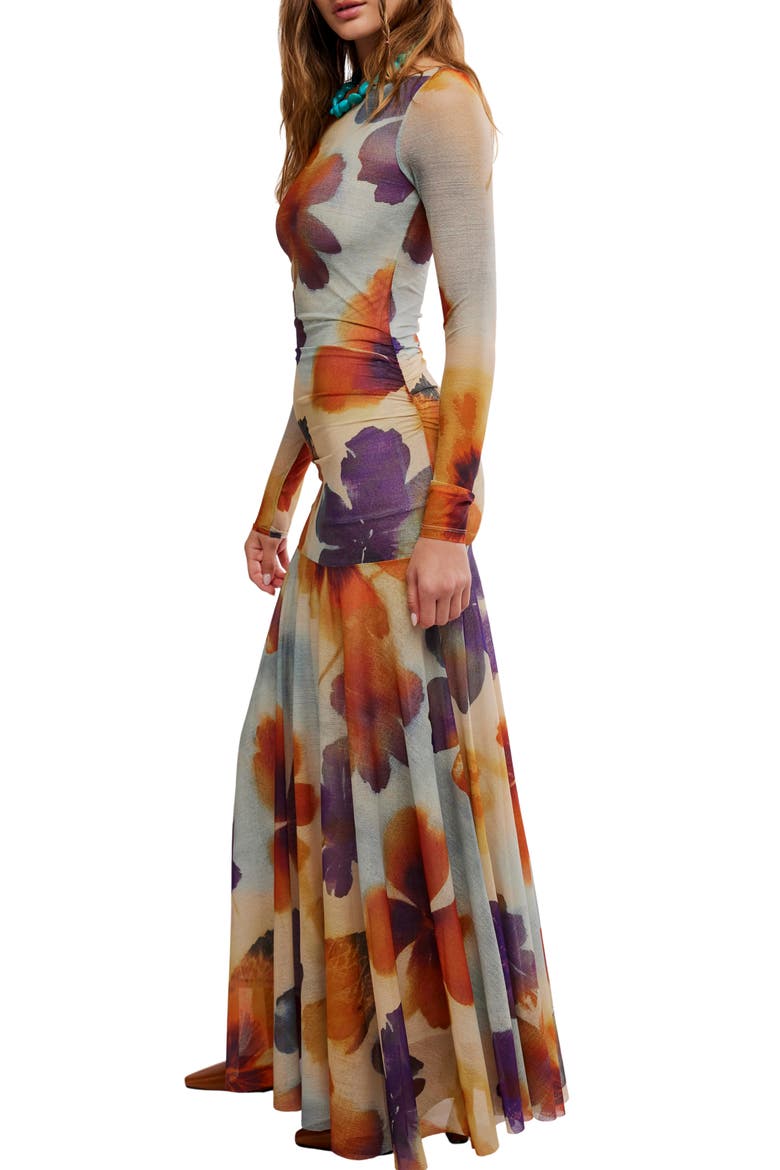 Sunnei Long Sleeve Mesh Dress, Alternate, color, SUNRISE COMBO