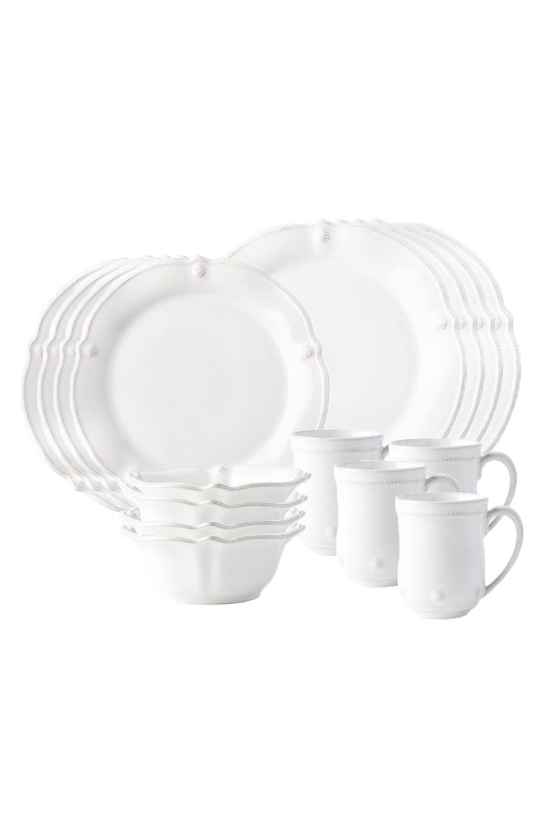 Juliska Berry & Thread Whitewash Flare 16-Piece Dinnerware Set, Main, color, Whitewash