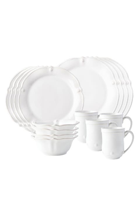 Berry & Thread Whitewash Flare 16-Piece Dinnerware Set