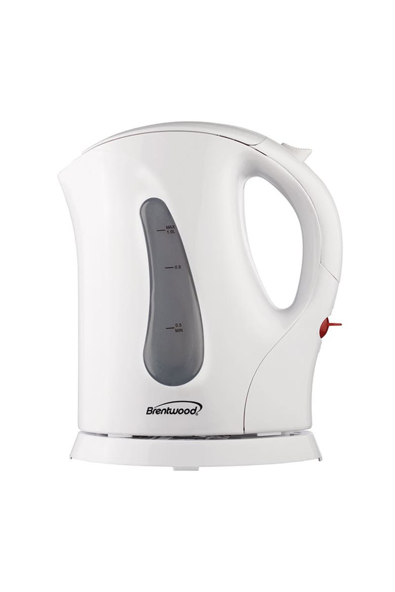 1.0 Liter Cordless Plastic Tea Kettle, Main, color, White