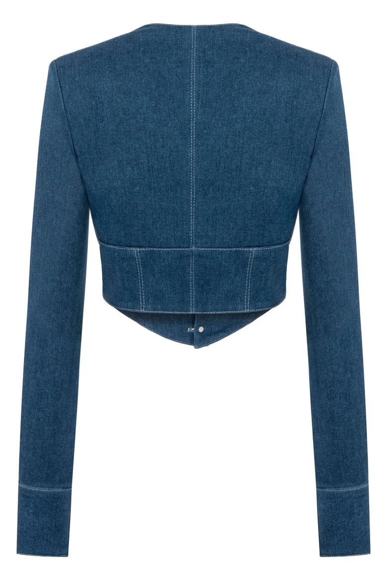 Myla Corset Denim Top, Alternate, color, Blue